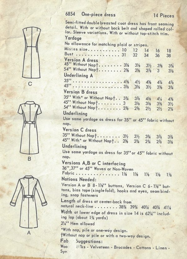 1966-Vintage-VOGUE-Sewing-Pattern-B38-DRESS-1621-262406722961-2