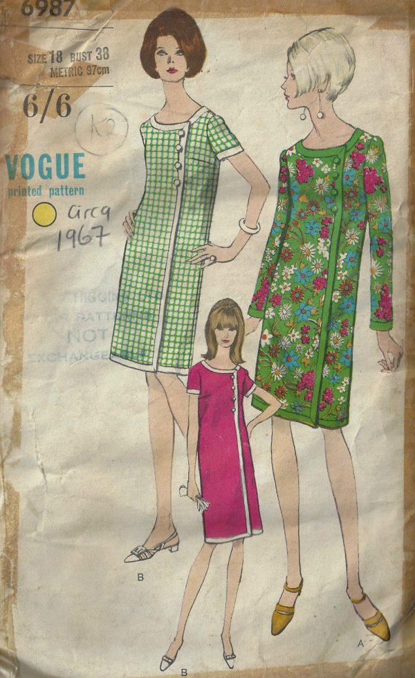1967-Vintage-VOGUE-Sewing-Pattern-B38-DRESS-1616-262406690201