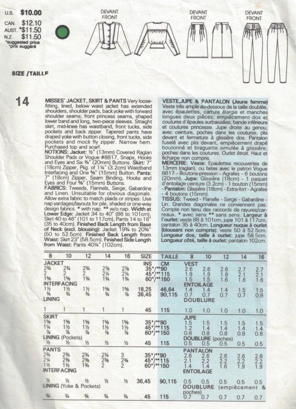 1985-Vintage-VOGUE-Sewing-Pattern-B36-SKIRT-PANTS-JACKET-1704-By-Adri-252484242381-2