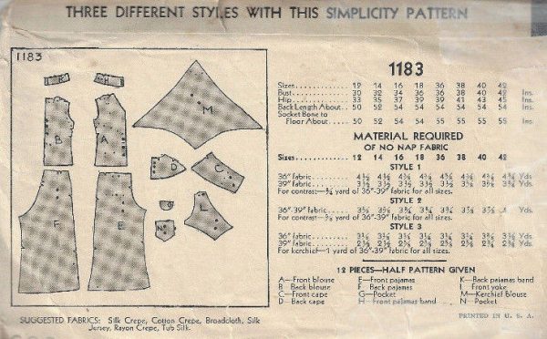 1930s-Vintage-Sewing-Pattern-B36-BLOUSE-PAJAME-PANTS-NOT-pyjamas-1798-252827214222-2