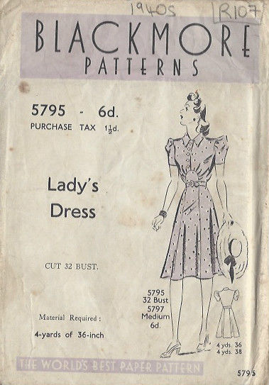 1940s-Vintage-Sewing-Pattern-B32-DRESS-R107-251165083772