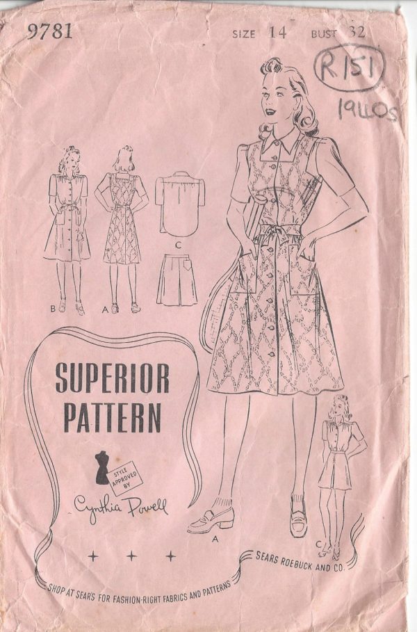 1940s-Vintage-Sewing-Pattern-B32-DRESS-SHIRT-SHORTS-SKIRT-R151-251166158332
