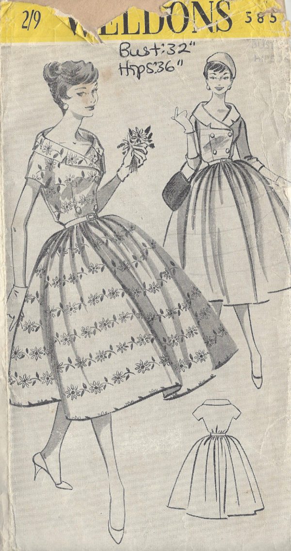 1950s-Vintage-Sewing-Pattern-B32-DRESS-R783-251188815102
