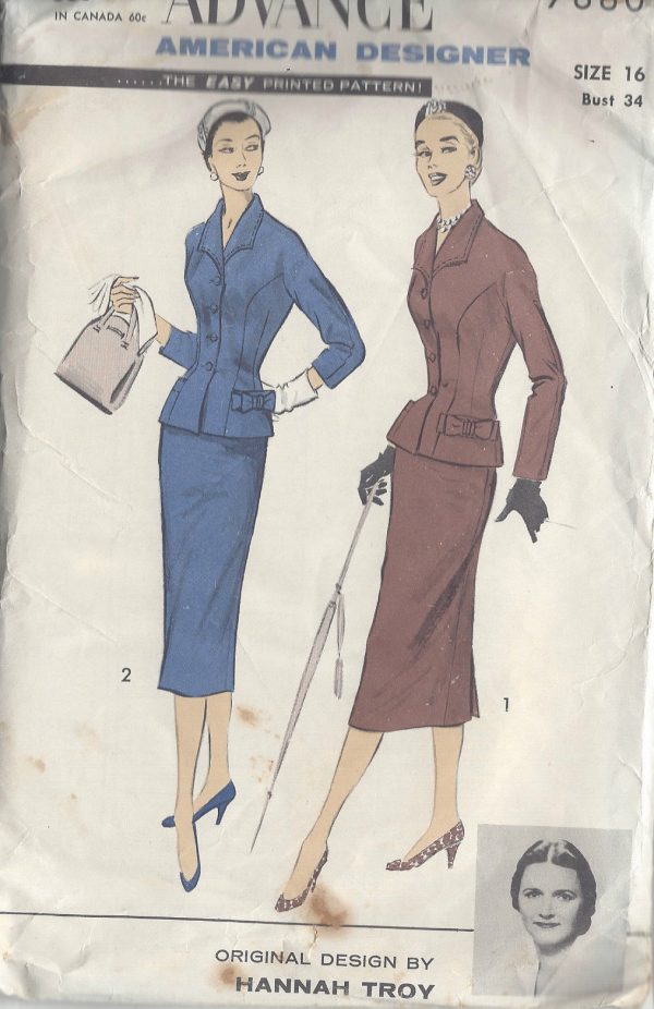 1950s-Vintage-Sewing-Pattern-B34-W28-SUIT-JACKET-SKIRT-R665-By-HANNAH-TROY-251177293122