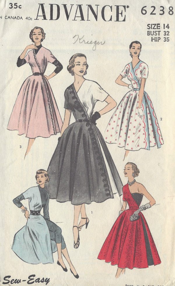 1950s-Vintage-Sewing-Pattern-DRESS-B32-1499-252085862712-2