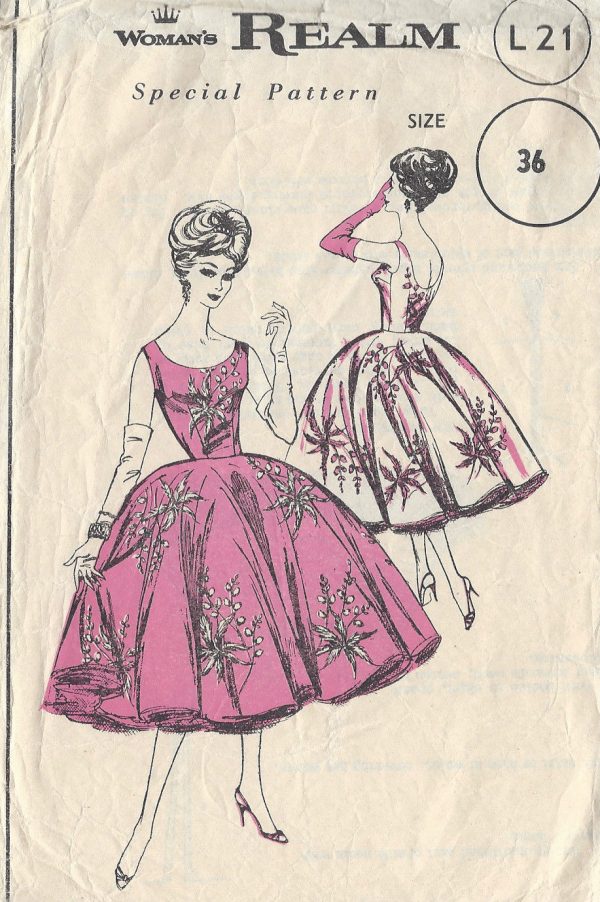 1950s-Vintage-Sewing-Pattern-DRESS-B36-R585-251144753512