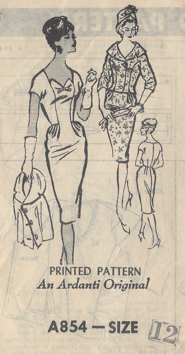 1950s-Vintage-Sewing-Pattern-DRESS-JACKET-B32-R525-An-Ardanti-Original-251142448072