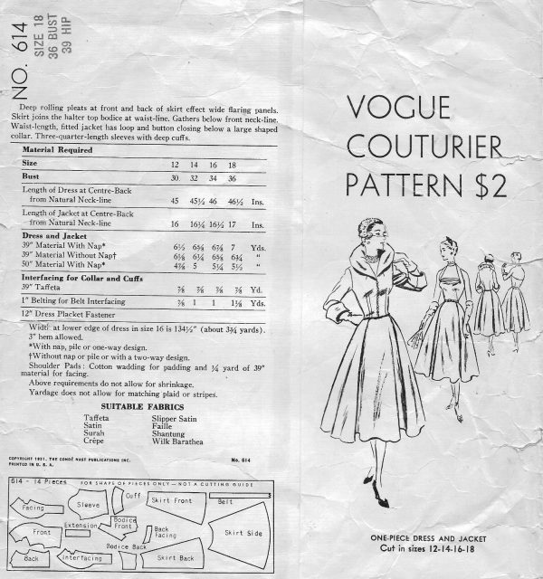 1951-Vintage-VOGUE-Sewing-Pattern-B36-DRESS-JACKET-1407-261821256342-2