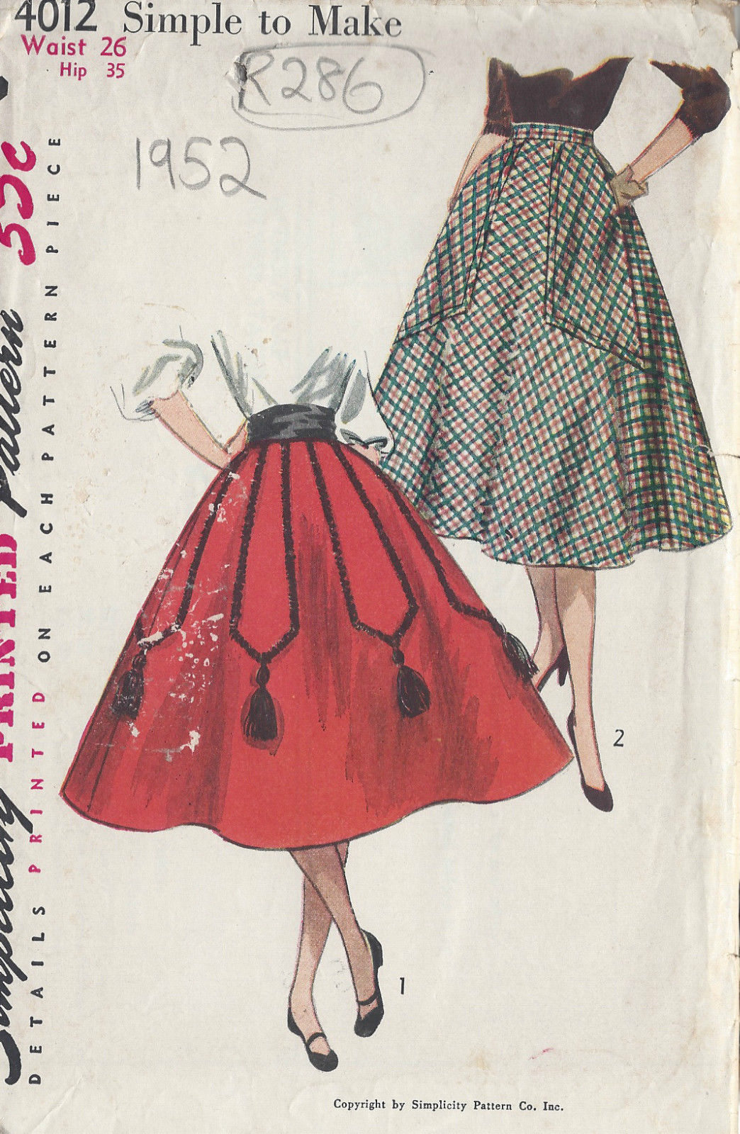1950s Skirt Pattern available from The Vintage Pattern Shop