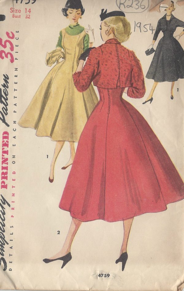 1954-Vintage-Sewing-Pattern-B32-DRESS-JACKET-R236-251161524242