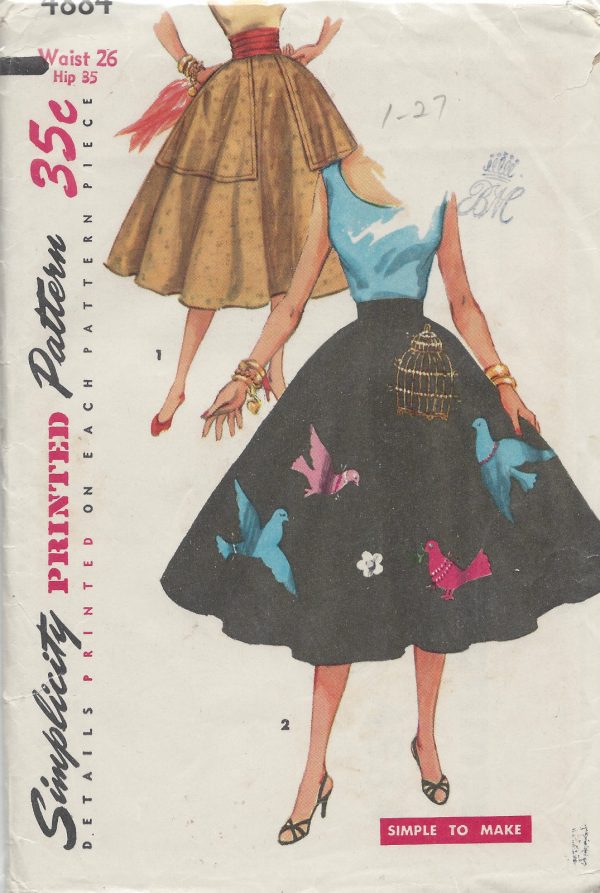 1954-Vintage-Sewing-Pattern-W26-SKIRT-with-TRANSFER-1250-261485599482