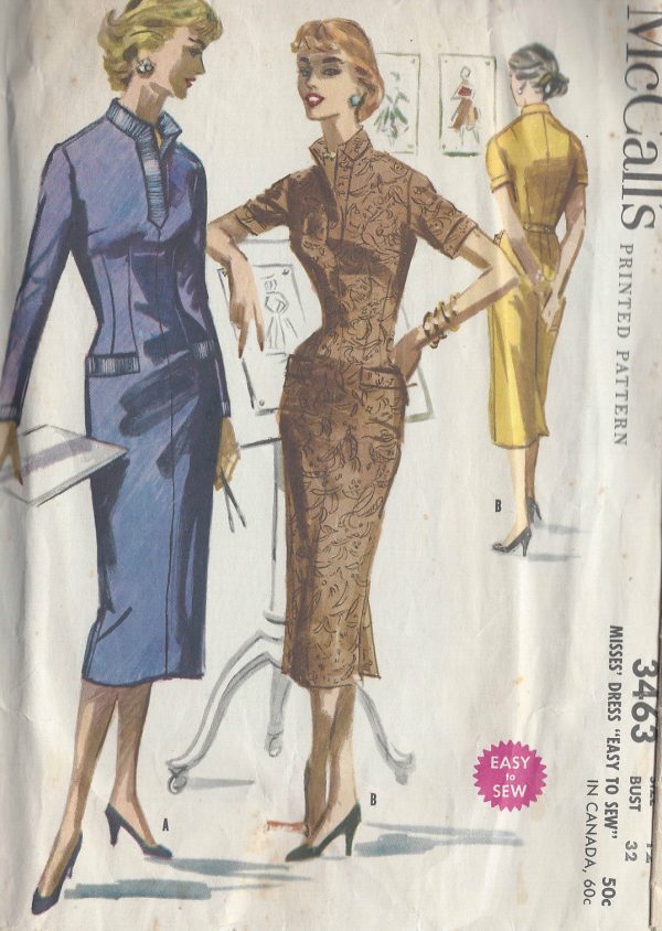 1955-Vintage-Sewing-Pattern-B32-DRESS-R866-251225741682