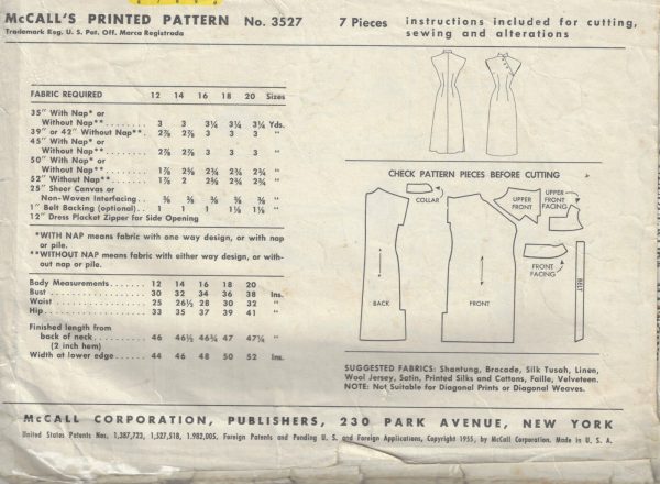 1955-Vintage-Sewing-Pattern-B36-DRESS-1607-262365598092-2