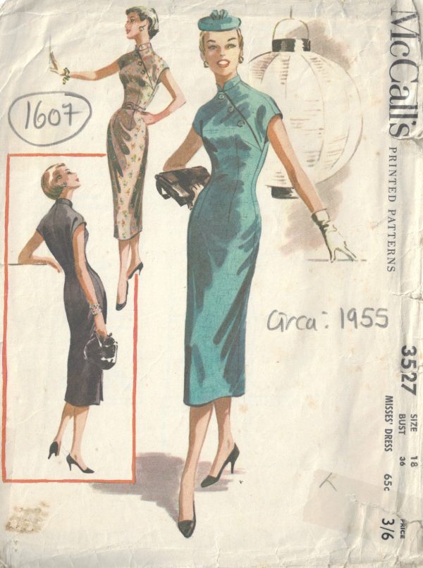 1955-Vintage-Sewing-Pattern-B36-DRESS-1607-262365598092