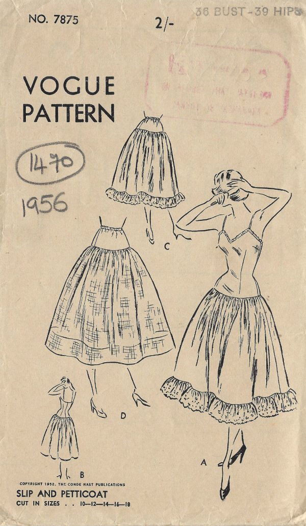 1956-VOGUE-Vintage-Sewing-Pattern-B36-SLIP-PETTICOAT-1470-261986928502