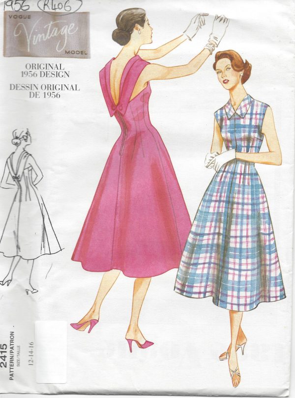 1956-Vintage-VOGUE-Sewing-Pattern-B34-36-38-DRESS-R406-251157399162