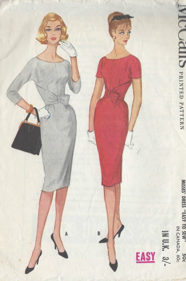 1960-Vintage-Sewing-Pattern-B36-WIGGLE-DRESS-R912-261188079572