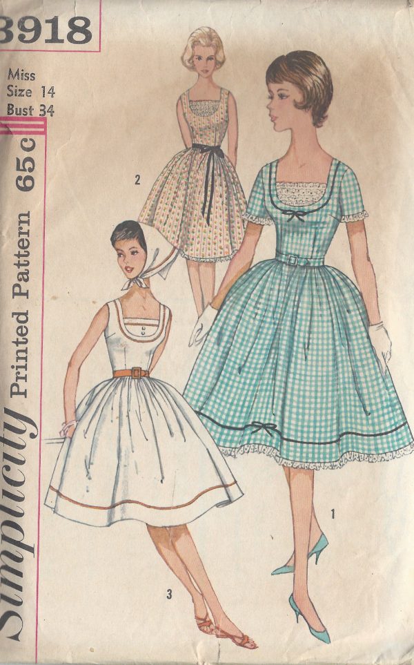 1960s-Vintage-Sewing-Pattern-B34-DRESS-SCARF-1073-251329428222