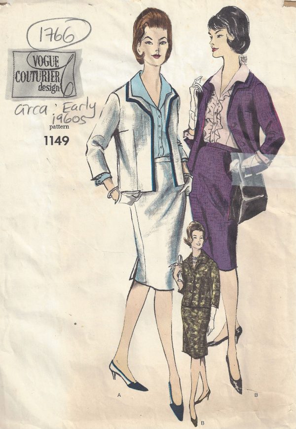 1960s-Vintage-VOGUE-Sewing-Pattern-B36-SUIT-BLOUSE-SKIRT-JACKET-1766-252704256242