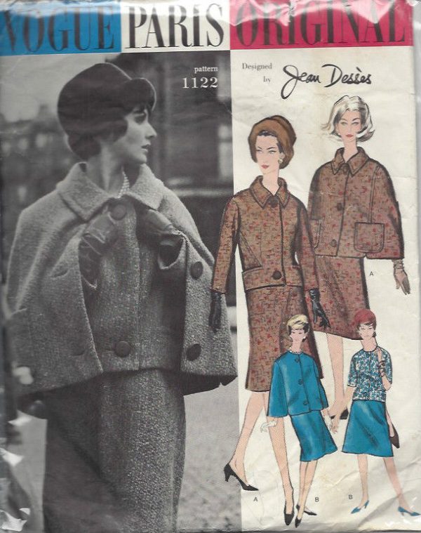 1960s-Vintage-VOGUE-Sewing-Pattern-B36-SUIT-SKIRT-JACKET-CAPE-1560-JEAN-DESSES-252208824812