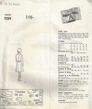 1961 Vintage VOGUE Sewing Pattern B32