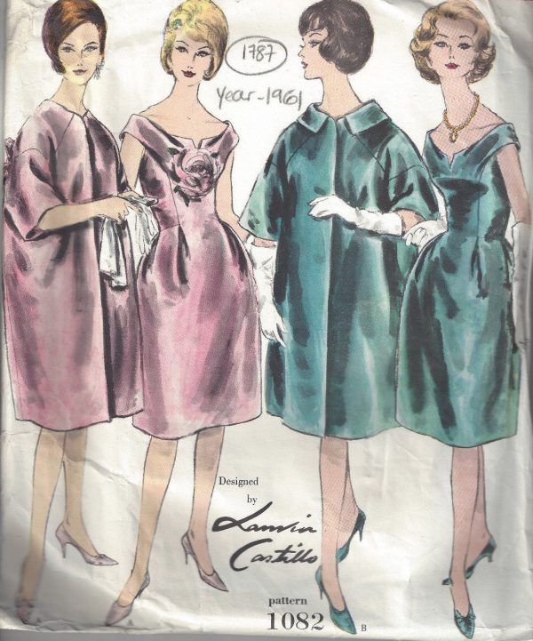 1961-Vintage-VOGUE-Sewing-Pattern-B38-DRESS-COAT-R1787R-JEANNE-LANVIN-252788055992-5