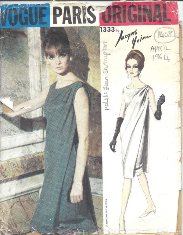 1964-Vintage-VOGUE-Sewing-Pattern-B32-DRESS-EVENING-1408-By-JACQUES-HEIM-251949618382