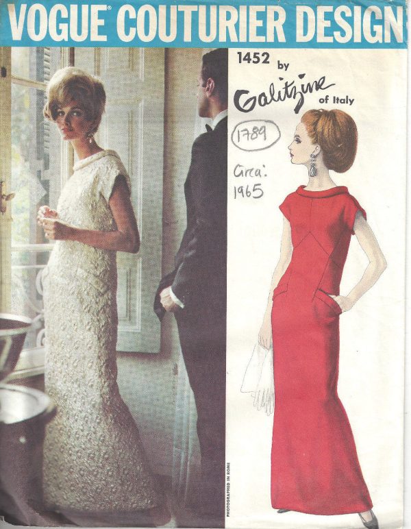 1965-Vintage-VOGUE-Sewing-Pattern-B34-EVENING-DRESS-1789-By-Galitzine-252811634032