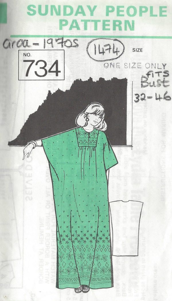 1970s-Vintage-Sewing-Pattern-B32-to-46-LEISURE-DRESS-KAFTAN-STYLE-1474-252042930482