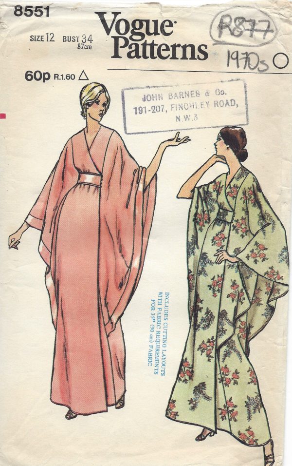 1970s-Vintage-VOGUE-Sewing-Pattern-B34-ROBE-DRESS-R877-251902458022