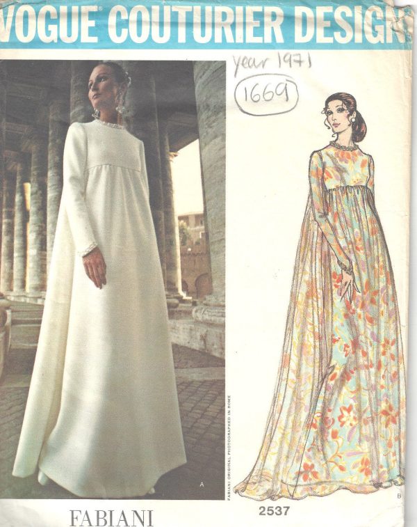 1971-Vintage-VOGUE-Sewing-Pattern-B36-EVENING-DRESS-1669-Fabiani-of-Italy-252436892202