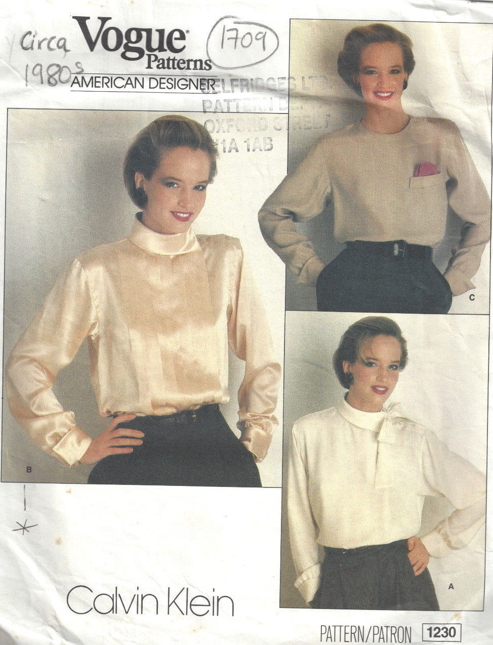 1980s Vintage VOGUE Sewing Pattern B34-36-38