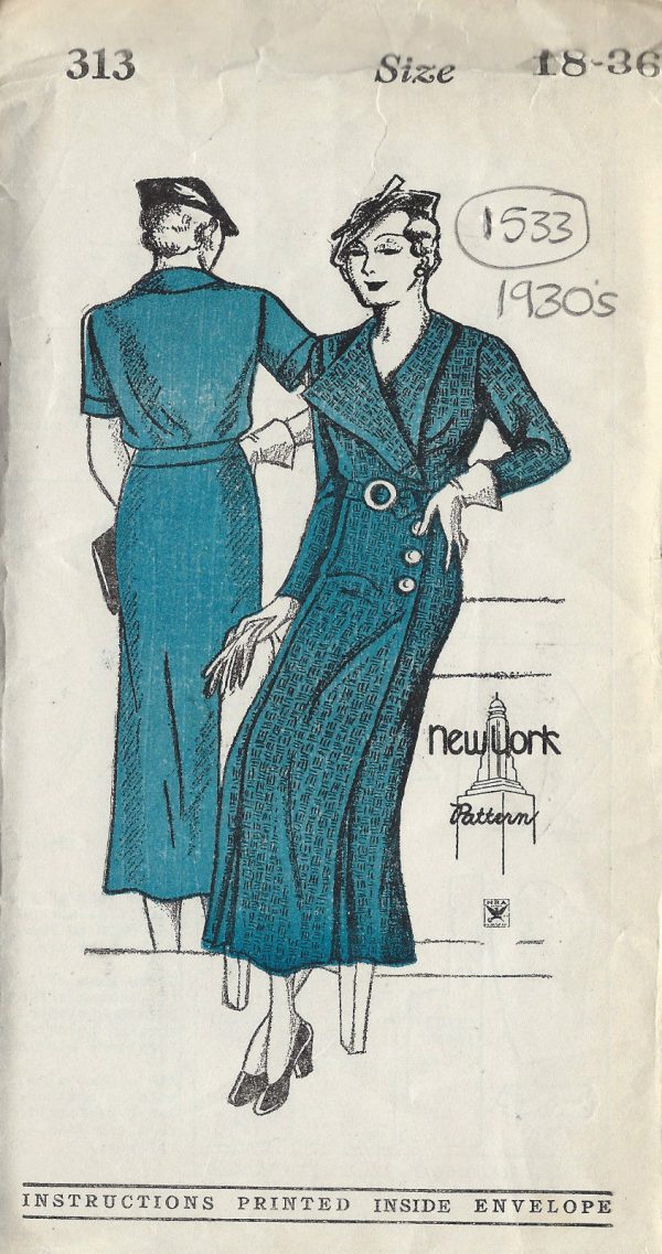 1930s-Vintage-Sewing-Pattern-B36-DRESS-1533-252117360163
