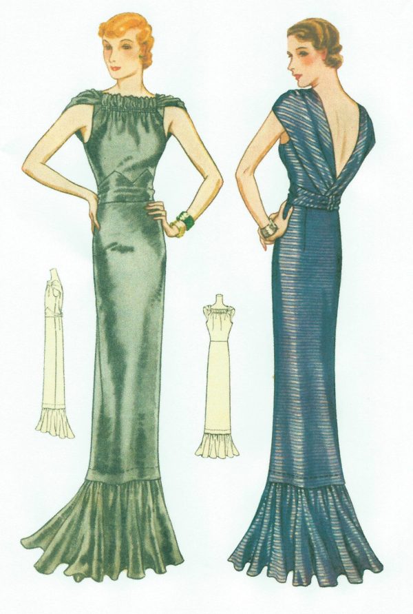 1939-Vintage-Sewing-Pattern-B32-EVENING-DRESS-R956-261203683893-3