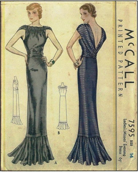 1939-Vintage-Sewing-Pattern-B32-EVENING-DRESS-R956-261203683893