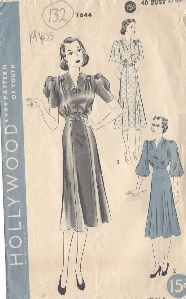 1940s-Vintage-Sewing-Pattern-DRESS-B40-132-251148176983
