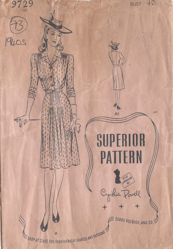 1940s-Vintage-Sewing-Pattern-DRESS-B40-73-251149267003