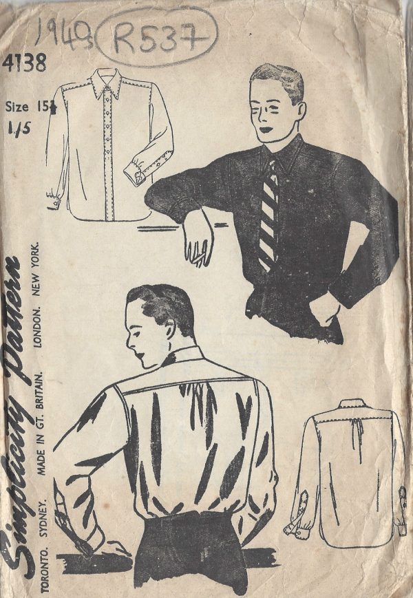 1940s-Vintage-Sewing-Pattern-MENS-SHIRT-S15-12-R537-251151032373