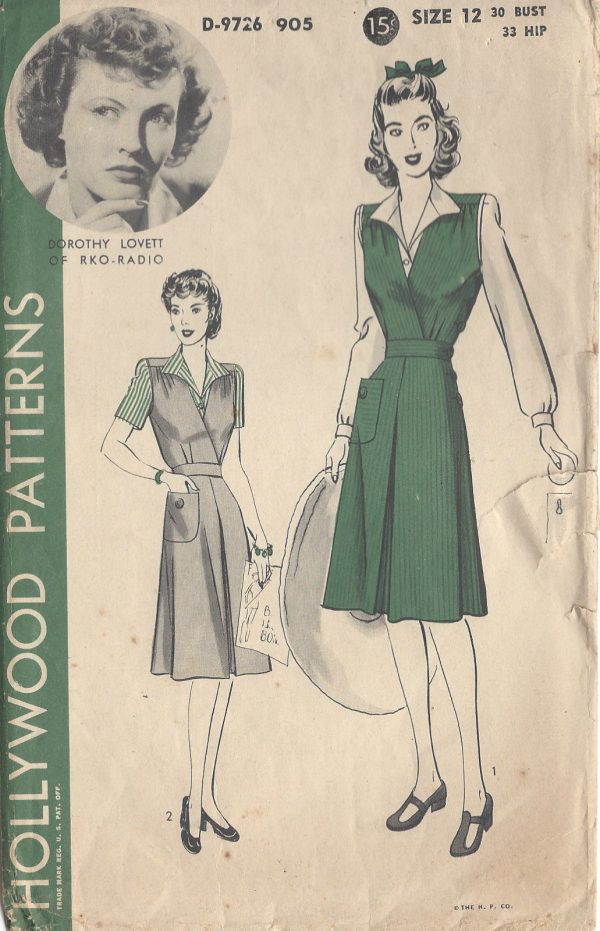 1942-Vintage-Sewing-Pattern-B30-DRESS-BLOUSE-51-HOLLYWOOD-PATTERN-251174215883