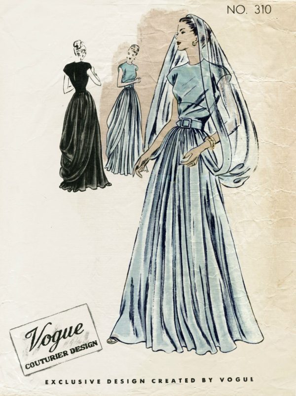 1946-Vintage-VOGUE-Sewing-Pattern-B36-EVENING-DRESS-GOWN-1255-252882085883