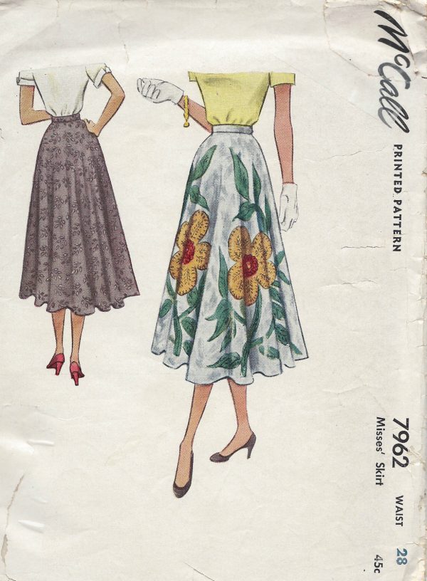 1950-Vintage-Sewing-Pattern-W28-SKIRT-1253-251536513743