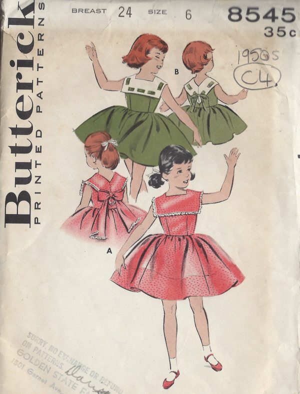 1950s-Childrens-Vintage-Sewing-Pattern-S6-C24-DRESS-C4-261513698033