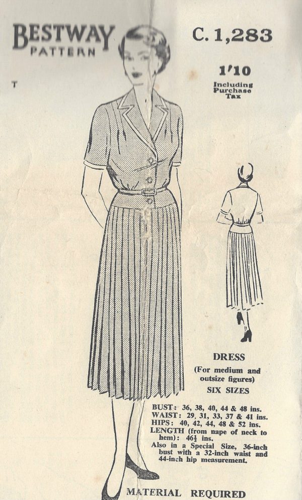 1950s-Vintage-Sewing-Pattern-B40-DRESS-R753-251182400473
