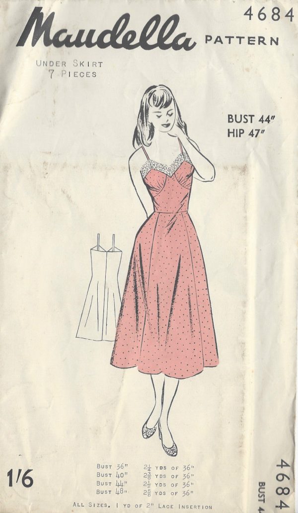 1950s-Vintage-Sewing-Pattern-B44-PETTICOAT-SLIP-R646-251175169073