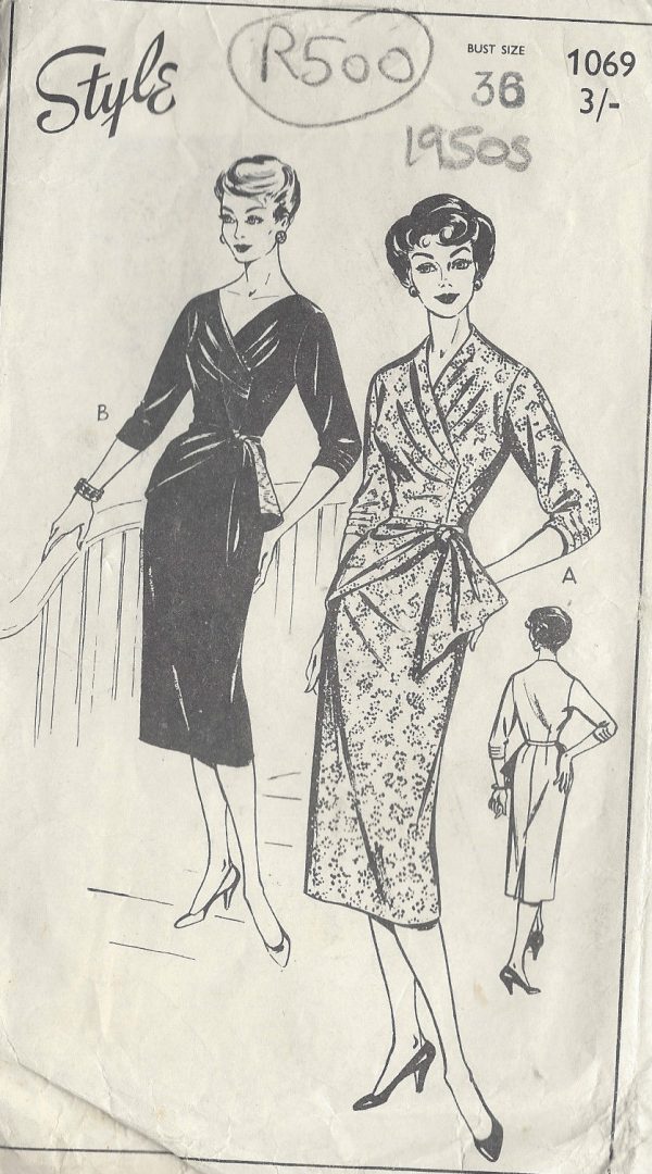 1950s-Vintage-Sewing-Pattern-DRESS-B36-R500-251142506413