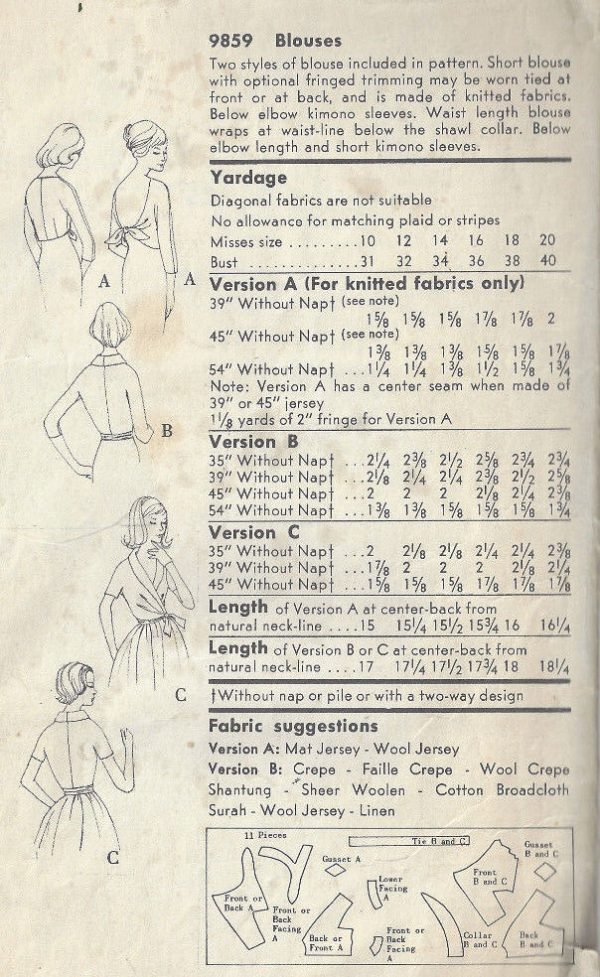 1950s-Vintage-VOGUE-Sewing-Pattern-B36-BLOUSE-1673-262498078703-2