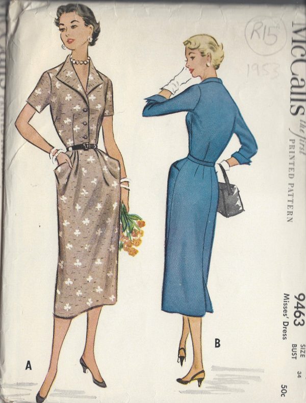 1953-Vintage-Sewing-Pattern-B34-DRESS-R15-251172224683