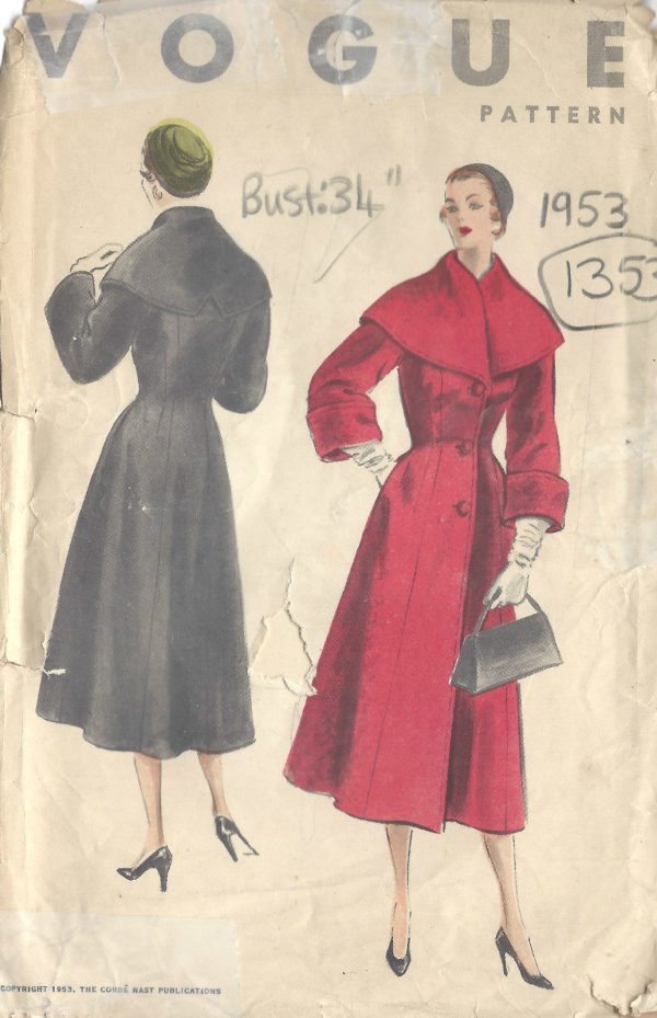 1953-Vintage-VOGUE-Sewing-Pattern-B34-COAT-1353-261671898163