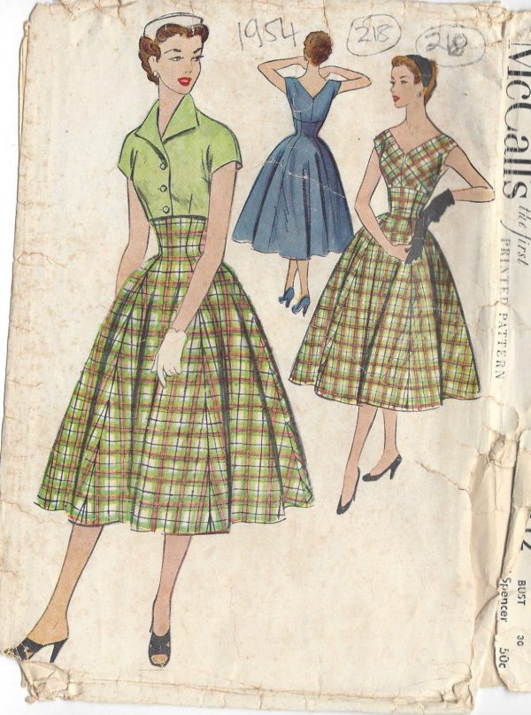1954-Vintage-Sewing-Pattern-B30-DRESS-JACKETSPENCER-218-251173319843