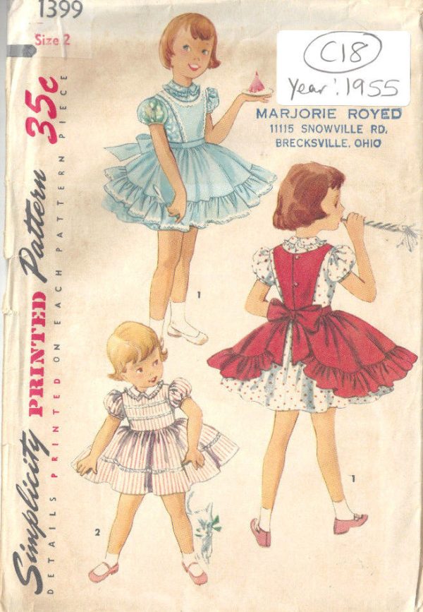 1955-Childrens-Vintage-Sewing-Pattern-S2-B21-DRESS-APRON-C18-252521386013